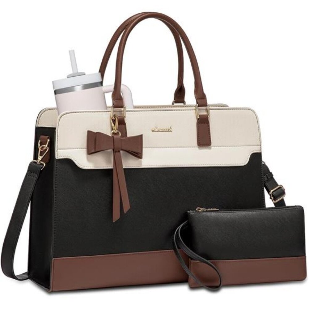 Laptop Tote Bag for Women,Leather Work Bag, Waterproof Business Teachers Bag